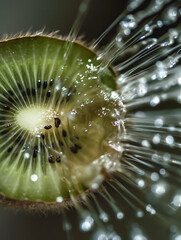 kiwi fruit slices in water splash