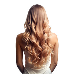 A woman with long, curly blonde hair
