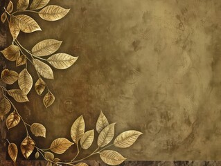 Gold geometric leaf border, very minimalist and elegant, varying shades of brown background