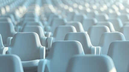 Obraz premium Modern Auditorium with Blue Chairs and Natural Lighting