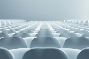 Obraz premium Modern Auditorium with Rows of Blue Chairs and Subtle Lighting