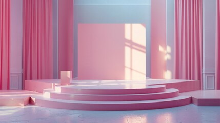 Vibrant Stage with Pink Lighting and Modern Design