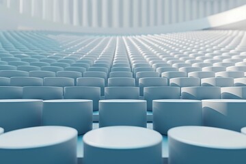 Obraz premium Modern Auditorium with Rows of Blue Chairs and Clean Design