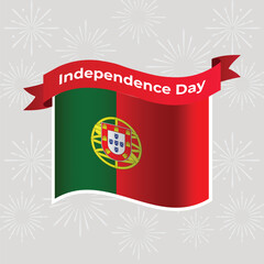 Portugal Wavy Flag Independence Day Banner Background