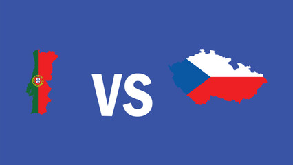 Portugal And Czechia Match Design Map Flag European Nations 2024 Teams Countries European Germany Football Symbol Logo Vector Illustration