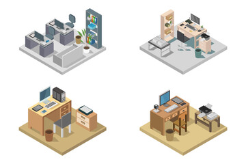 Office workplace isometric