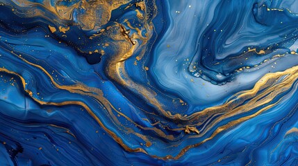 Marble background in blue and green color with gold texture glitter. beautiful blue oil painting with the addition of gold powder