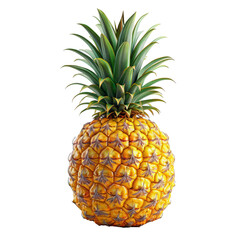Fototapeta premium A fresh pineapple, extracted from the backdrop, isolated without any background. Concept of tropical fruit. Generative Ai.
