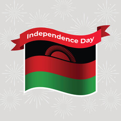 Malawi Wavy Flag Independence Day Banner Background