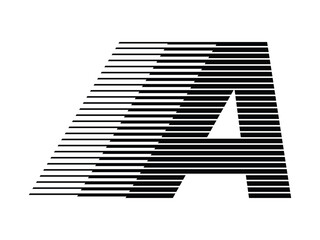 Letter A Logo with Abstract Line Pattern Isolated On White Background