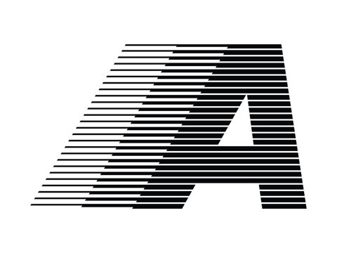 Letter A logo with abstract geometric speed motion lines