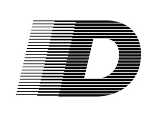 Letter D Logo with Abstract Line Pattern Isolated On White Background