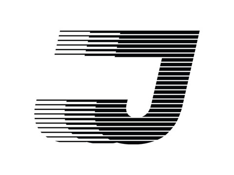Letter J logo with abstract geometric speed motion lines