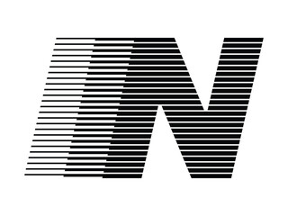 Letter N Logo with Abstract Line Pattern Isolated On White Background