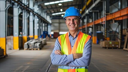 Confident Warehouse Worker in Safety Gear
