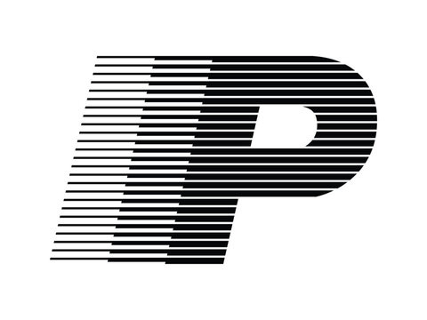 Letter P logo with abstract geometric speed motion lines