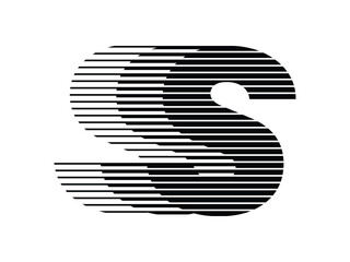 Letter S Logo with Abstract Line Pattern Isolated On White Background