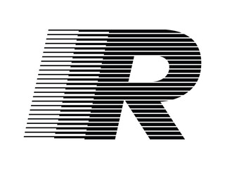 Letter R Logo with Abstract Line Pattern Isolated On White Background