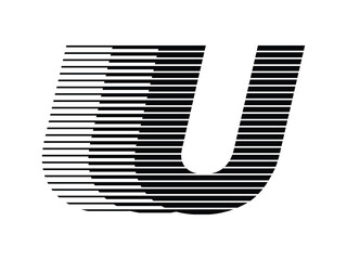 Letter U Logo with Abstract Line Pattern Isolated On White Background