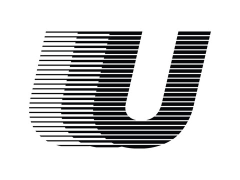 Letter U logo with abstract geometric speed motion lines