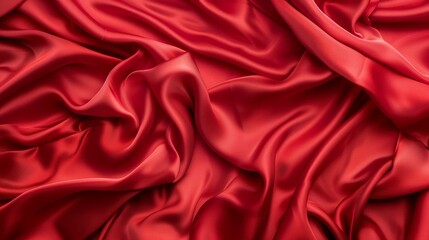 Fototapeta premium Texture background of a silk cloth with a red color close-up