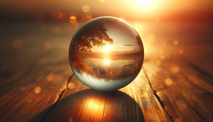 Beautiful scenery inside a crystal ball.