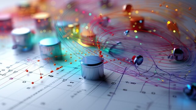 Illustrative design of mathematical modeling in engineering exploration, with a background of paper and stationery - Powered by Adobe