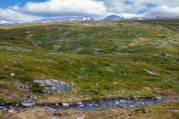 Mountains along Padjelanta hiking trail between Darreluoppal and Duottar, Lapland, Sweden