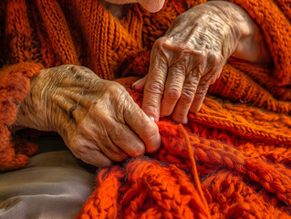 hands of knitting