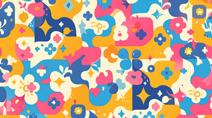Fototapeta premium Retro floral design in a seamless pattern