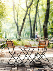 table and chairs in the park