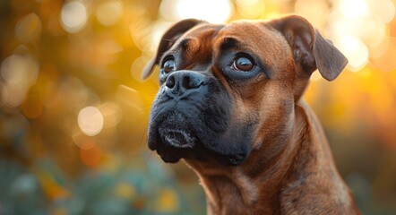 Fototapeta premium Portrait of a dog of a breed bulmasstif. Background with copy space.