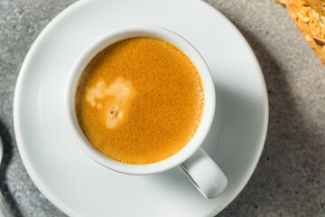 Warm Hot Dark Italian Espresso Coffee Shot