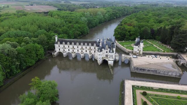 drone video Chenonceaux castle France Europe
