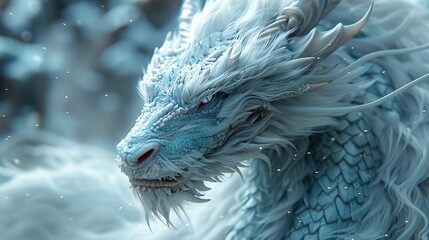 Obraz premium Hyper Detailed Mythological Dragon with Luminous Background