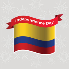 Colombia Wavy Flag Independence Day Banner Background