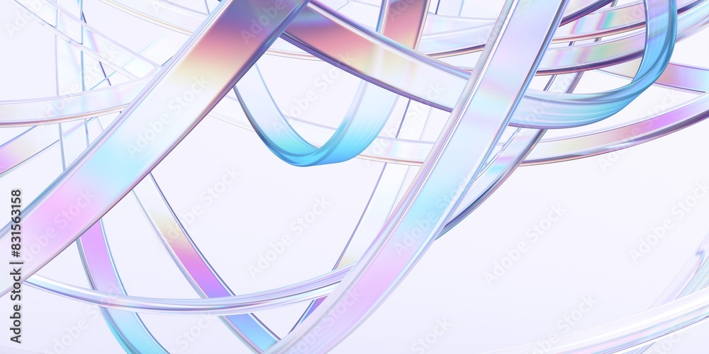 Wall mural abstract background with rounded lines, 3d render