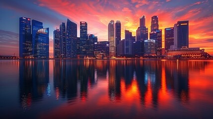 Fototapeta premium Futuristic urban landscape with smart city skyline in a modern setting for innovative cityscape