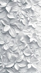 White geometric floral leaves 3d tiles wall texture background illustration banner panorama