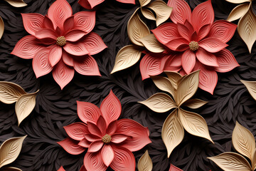 3D floral seamless pattern with harmonious colors, ready for full-print pattern design