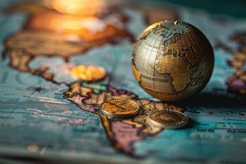 Fototapeta premium Global Finance and Currency Representation with Globe