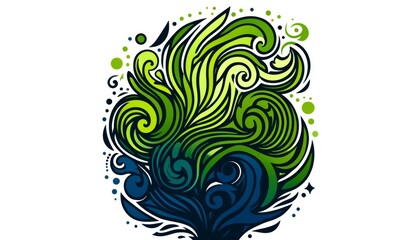Fototapeta premium Abstract Green and Blue Swirl Design