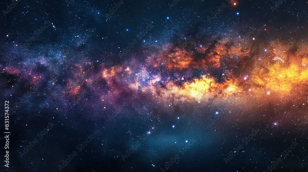Wall mural nebulae and stars in space: panoramic galaxy view