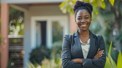 person standing in front of house