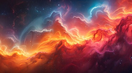 Transcendent Organic Forms Undulating Across Vibrant Nebula Skies
