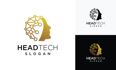 Human digital technology logo, head technology icon symbol, robot technology logo design