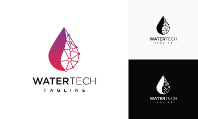 Water technology logo design template. Digital technology water logo design inspiration