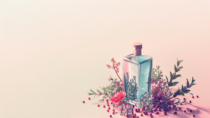 abstract gin bottle illustration with copy space