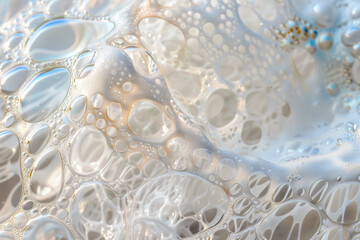 Close-up of a white soap bubble film.