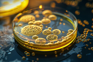Microbial colonies in a petri plate.